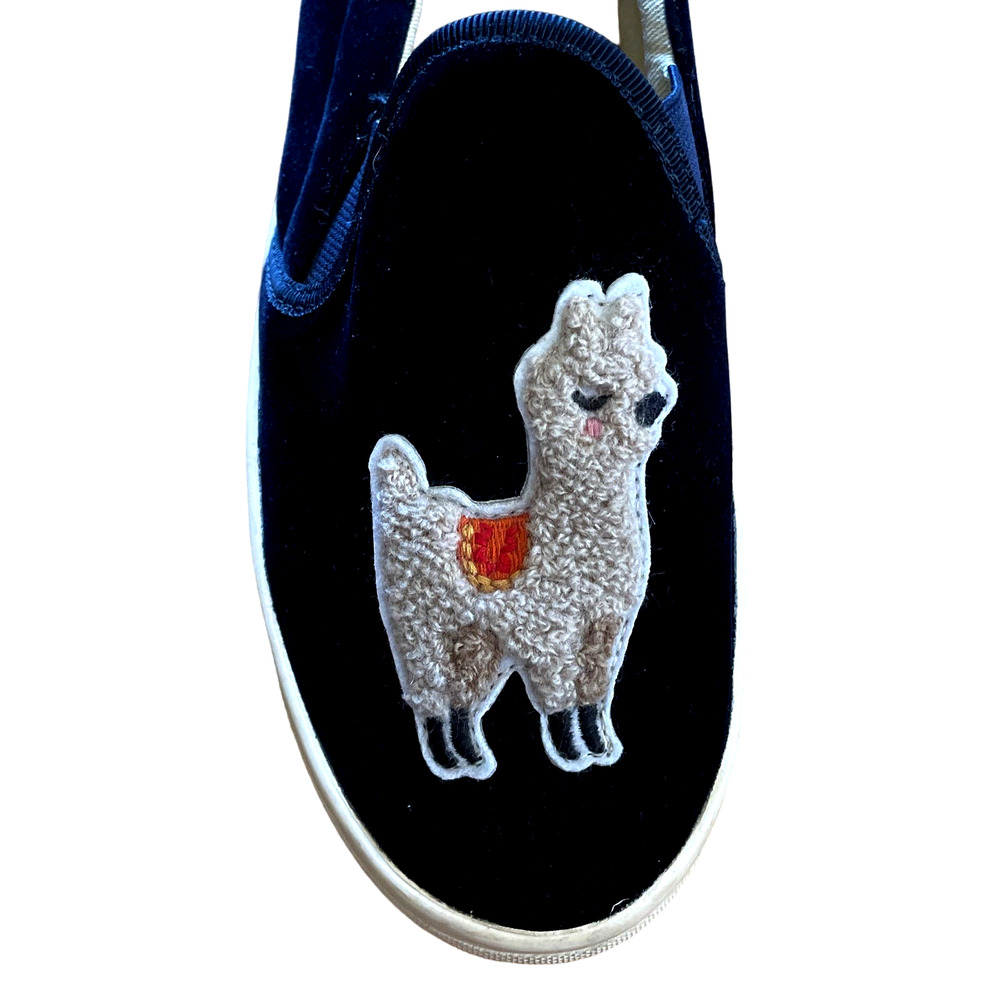 Soludos Navy Velvet Slip On Llama Sneakers EUC Size 7 - Picture 8 of 8